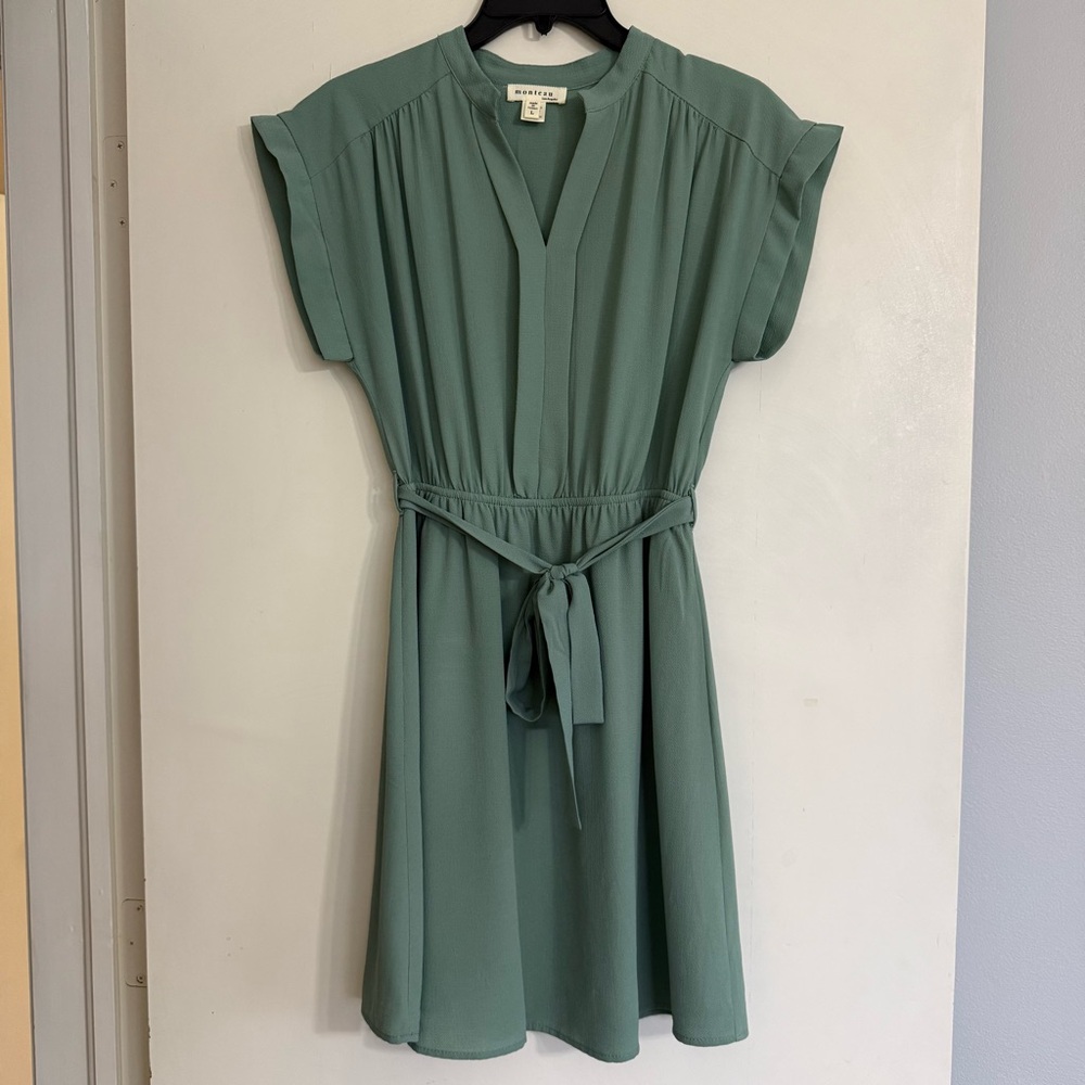 Sage Green Dress with Waist Tie